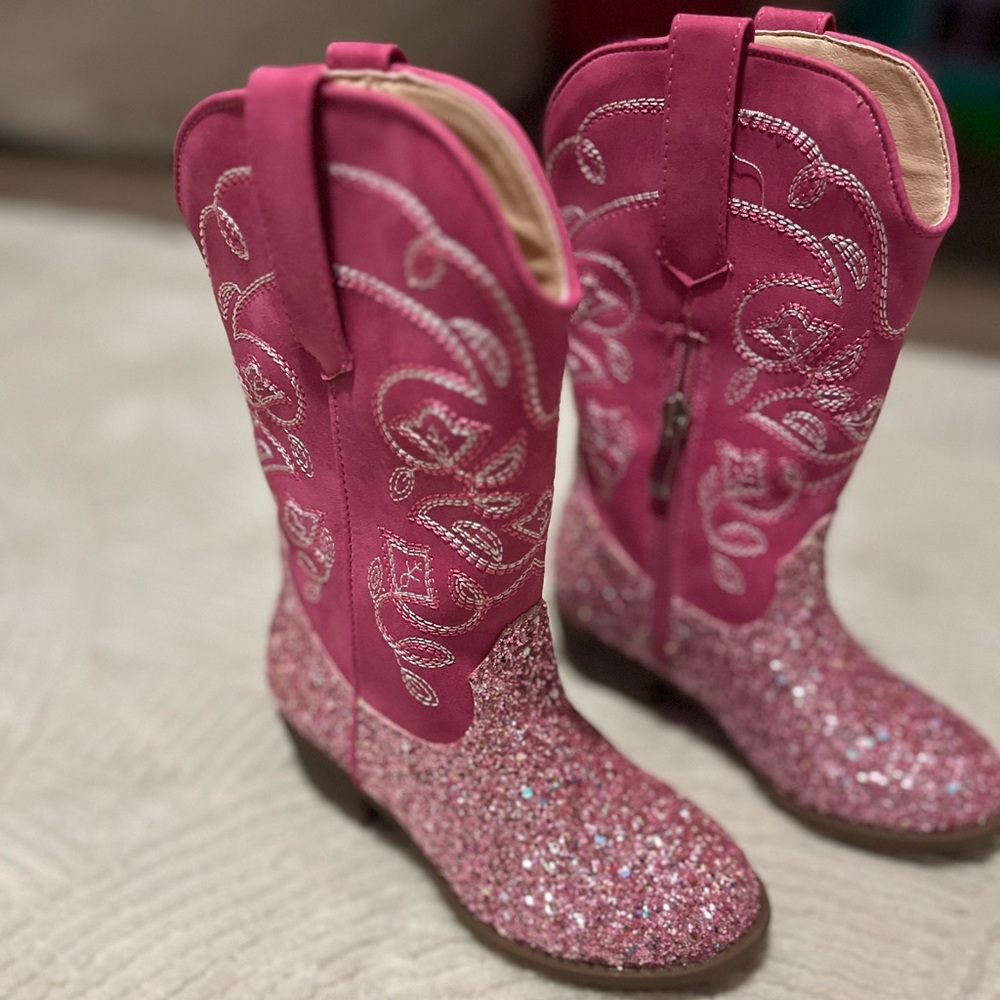 Brand New Sparkly Pink Kids Cowboy Boots